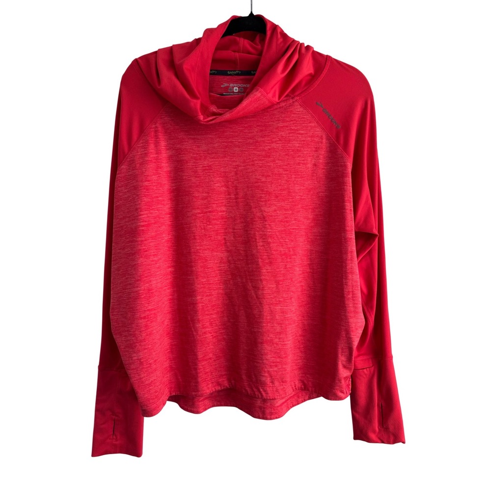 Brooks DriLayer Technology Long Sleeve w/hood Running Top Red Womens Medium
